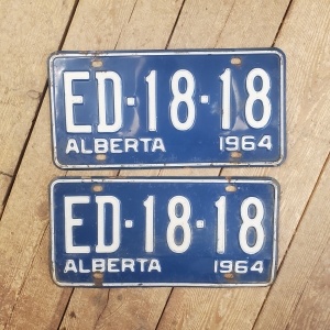 Pair 1964 Alberta license plates
