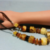 Multi Color Amber Leather Necklace