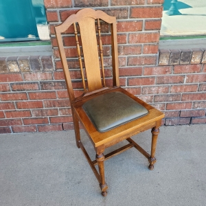 Straight Back Chair Leather Seat